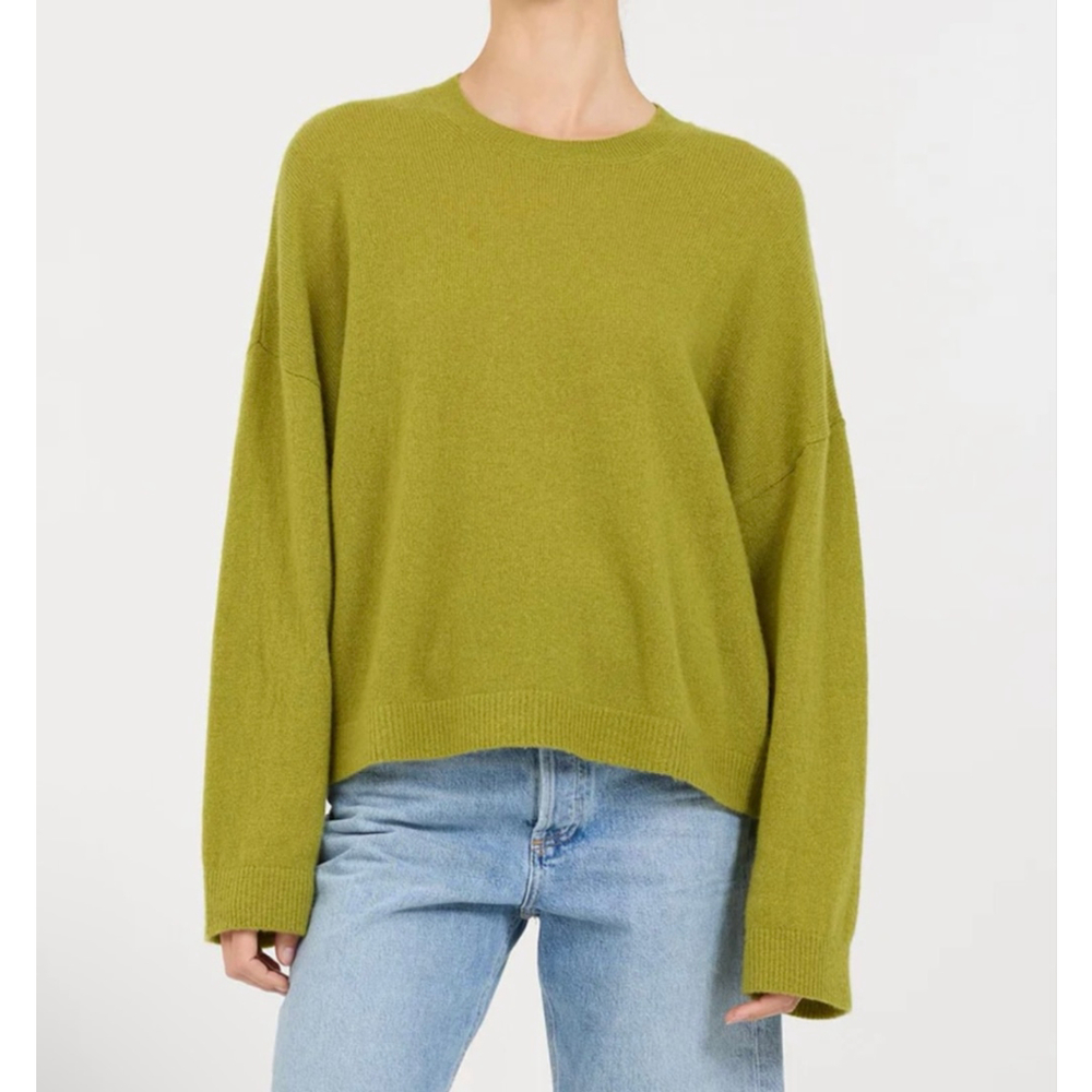 Women's OGD Lime Green 100% Cashmere Crew Neck Sweater Large